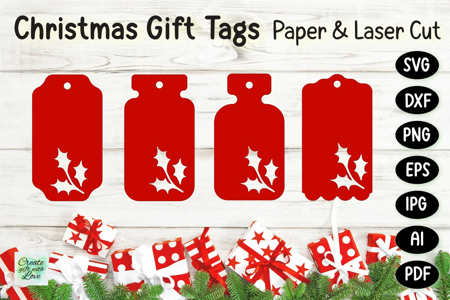 Christmas Gift Tags svg | Labels SVG | Paper Cut | Cricut product image 1