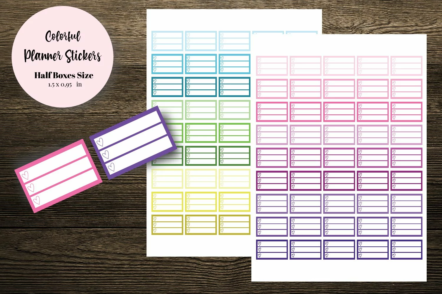 Colorful Half Boxes Planner Stickers product image 1