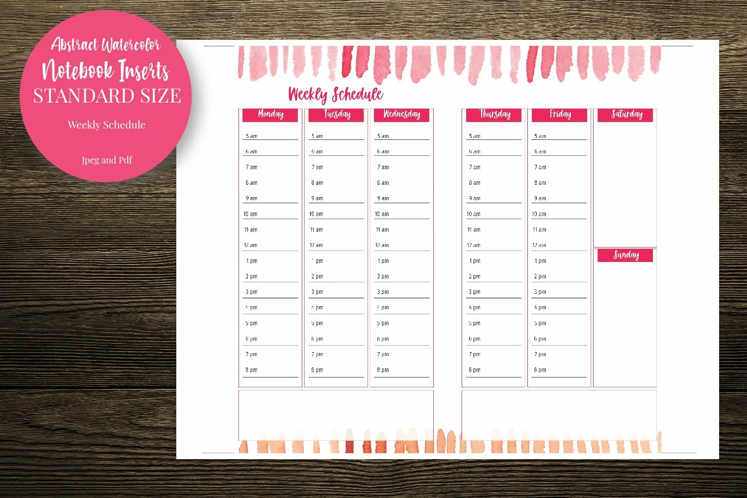 Abstract Watercolor Weekly Standard Size Notebook Inserts product image 1