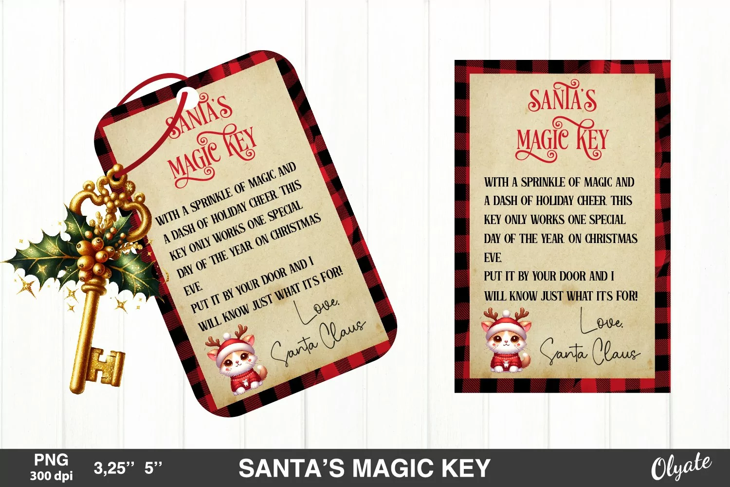 Vintage Santa Magic Key PNG. Santa’s Magic Key Design product image 1