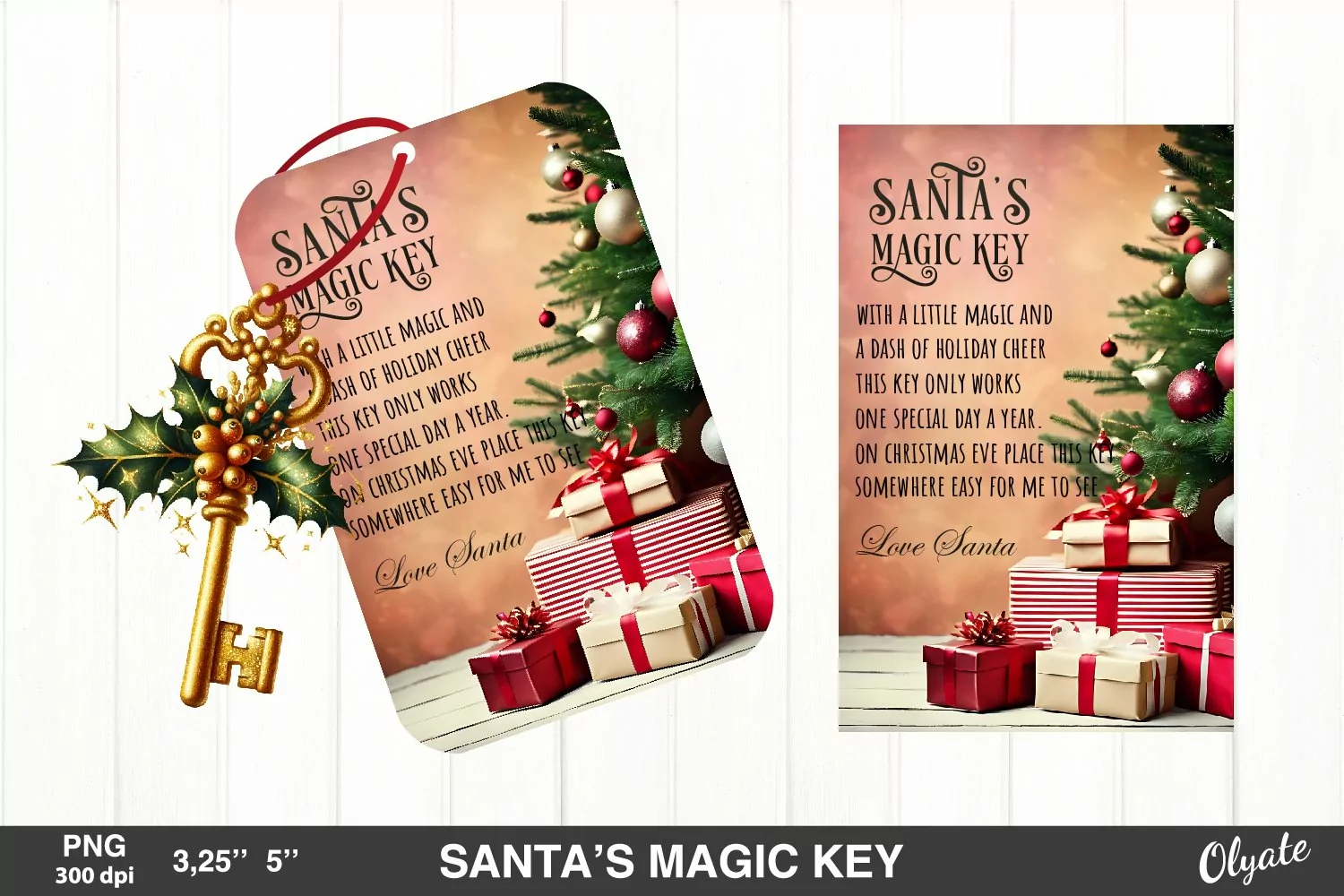 Santa’s Magic Key PNG. Retro Magic Key Sublimation product image 1