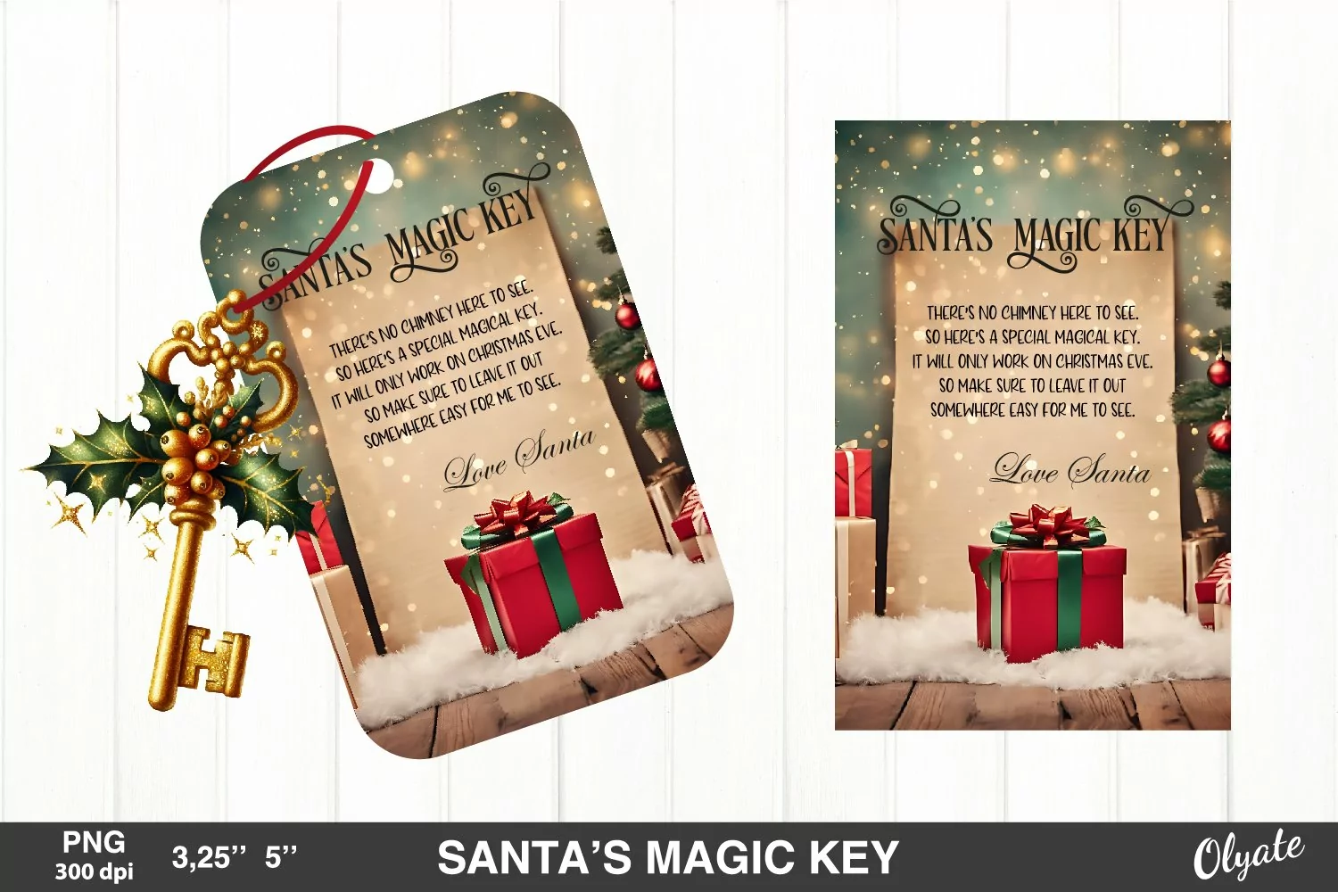 Retro Santa Magic Key PNG. Santa’s Magic Key Design product image 1