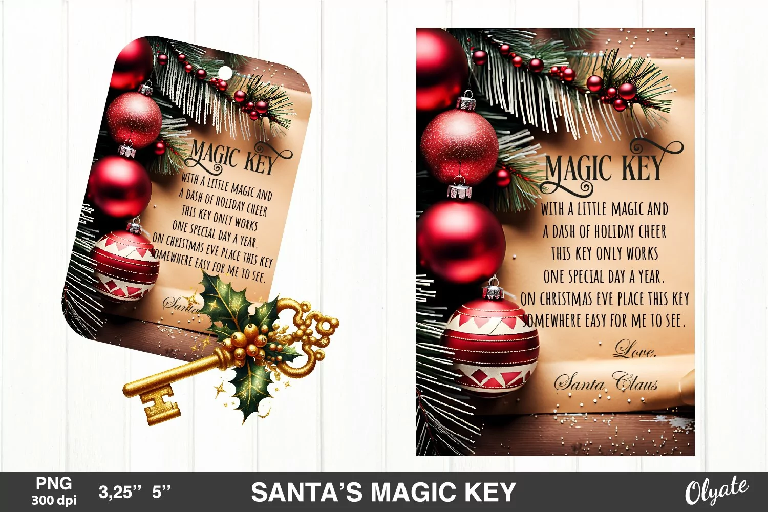 Santa’s Magic Key Design PNG. Retro Christmas PNG product image 1