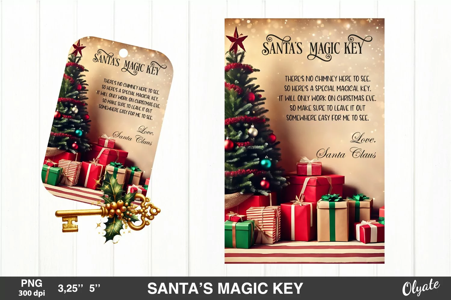 Retro Santa’s Magic Key PNG. Christmas Key PNG product image 1