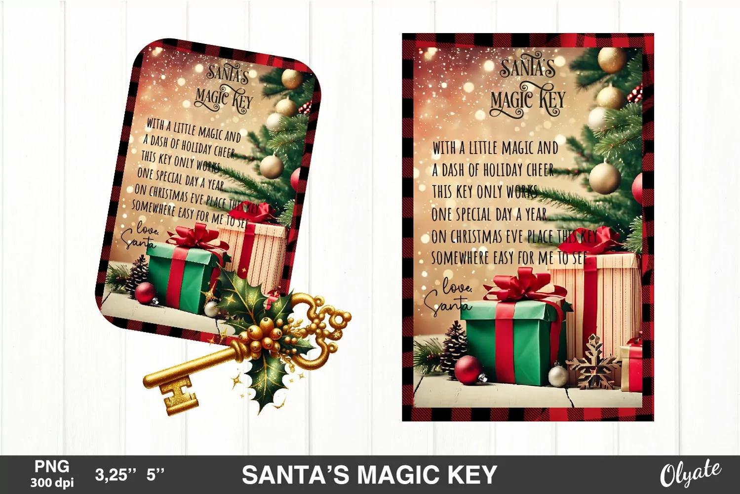 Santa’s Magic Key PNG. Retro Christmas Home Key product image 1