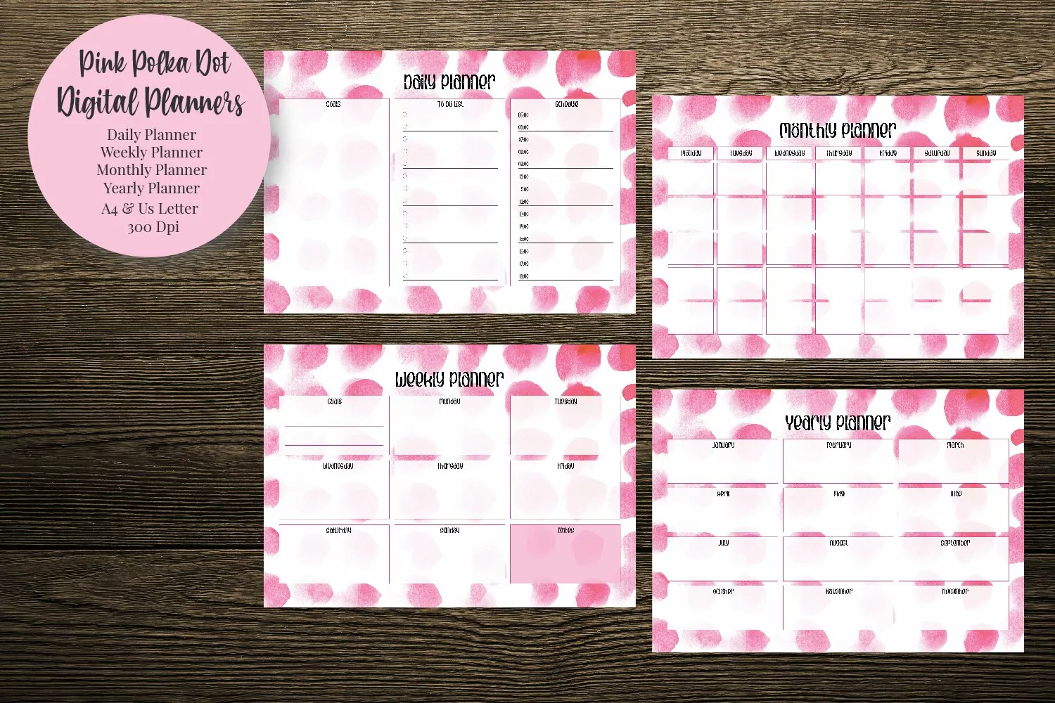 Pink Polka Dot Digital Planners product image 1