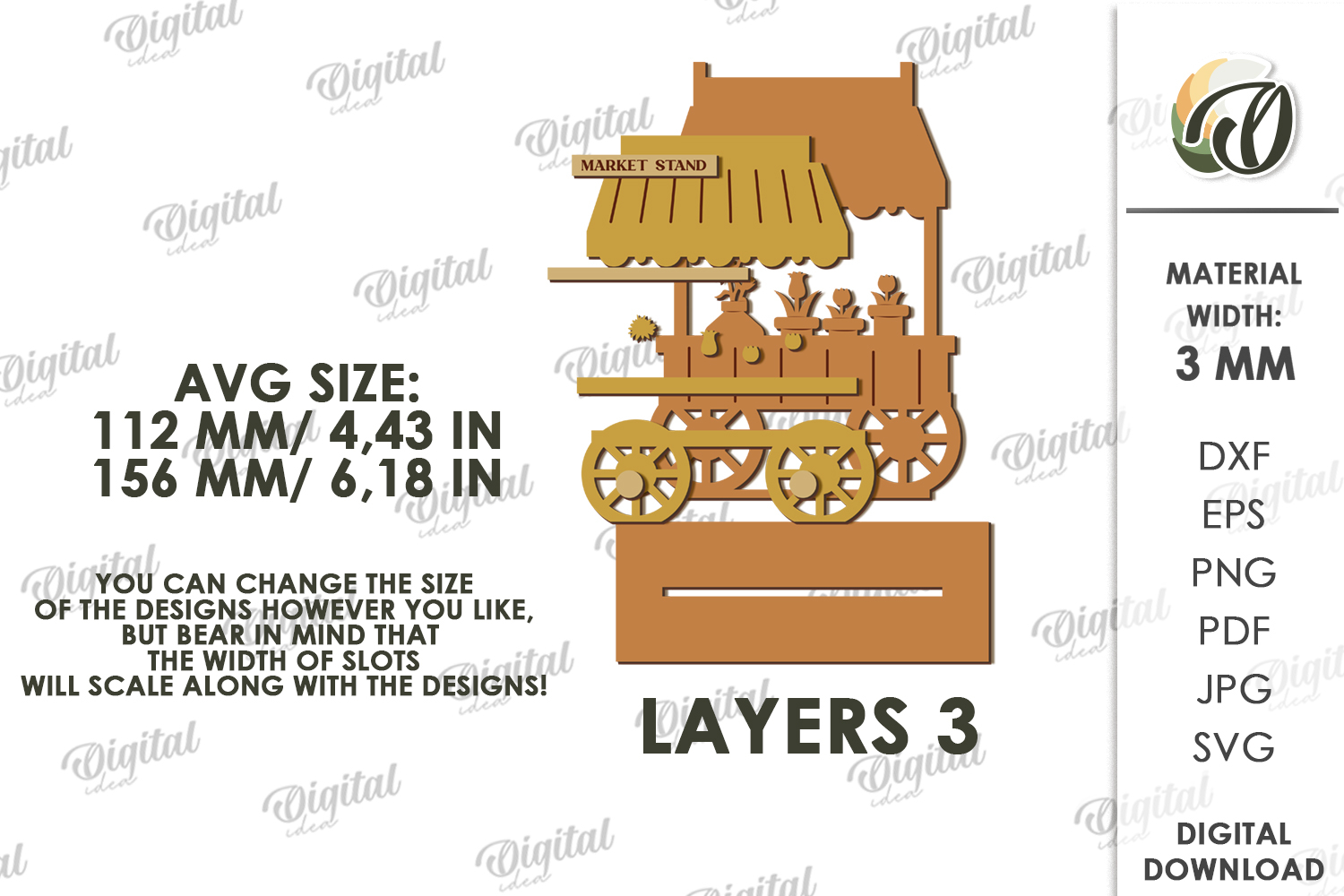3D Flower Market Standing Decor Laser Cut. Mother's Day SVG product image 1