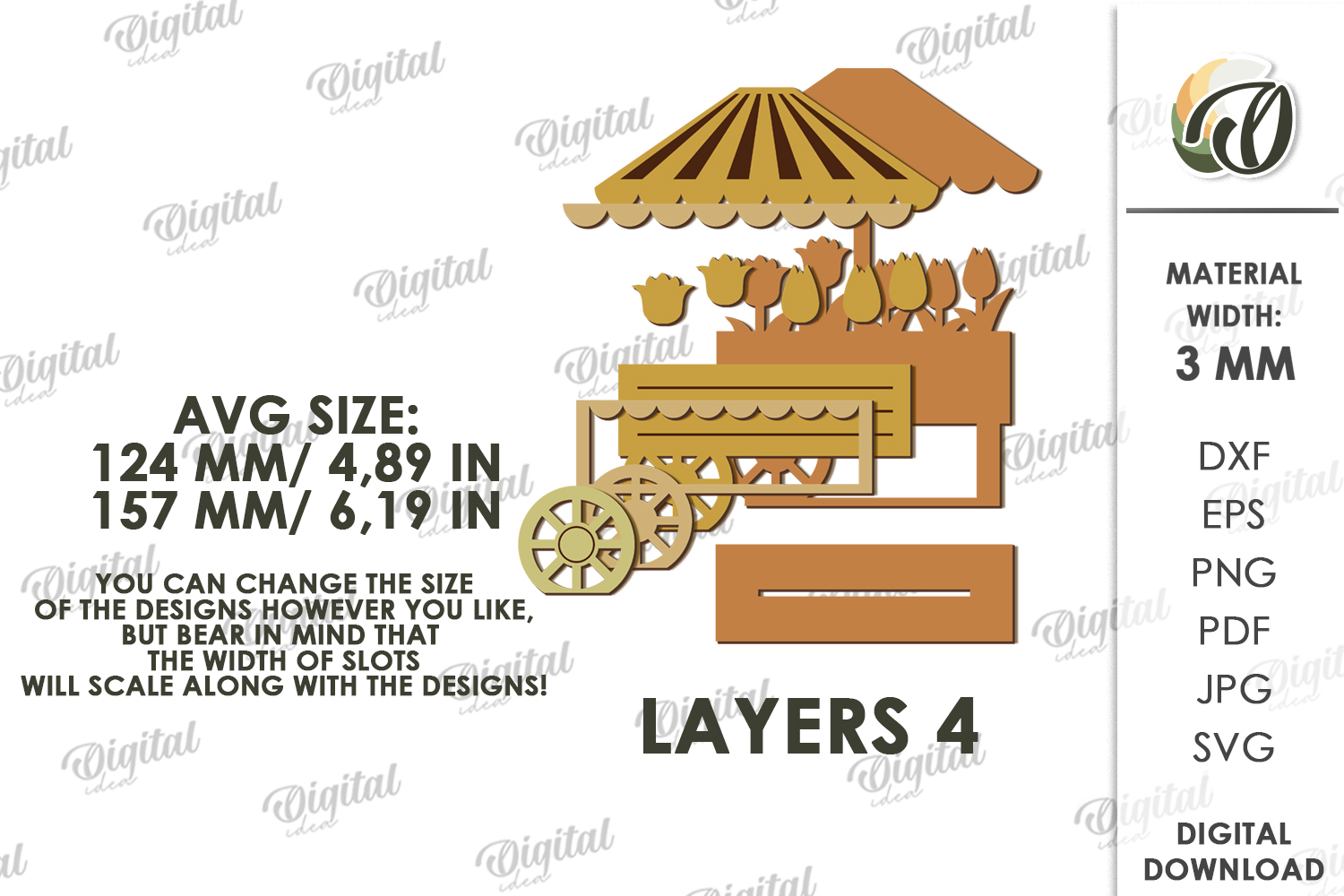 3D Flower Market Standing Decor Laser Cut. Mother's Day SVG product image 1
