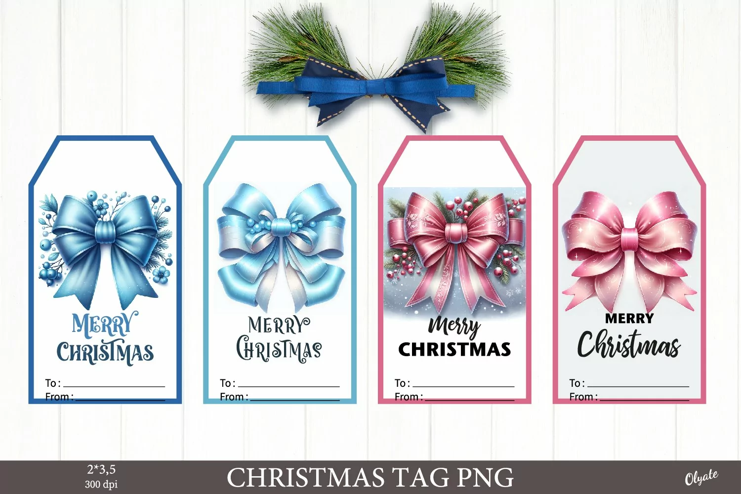 Bow Gift Tags. Coquette Gift Tags PNG. Christmas Gift Tag product image 1