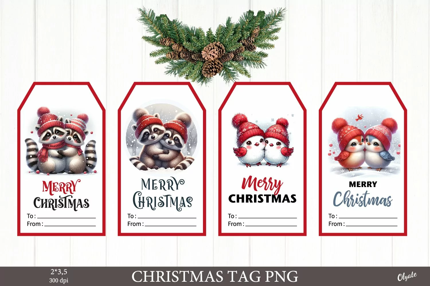Printable Gift Tag PNG. Christmas Gift Tag. Animal Christmas product image 1