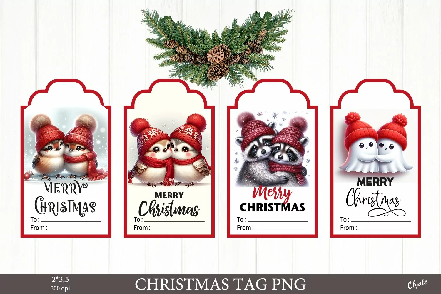 Christmas Gift Tag. Christmas Animal Gift Tags PNG product image 1
