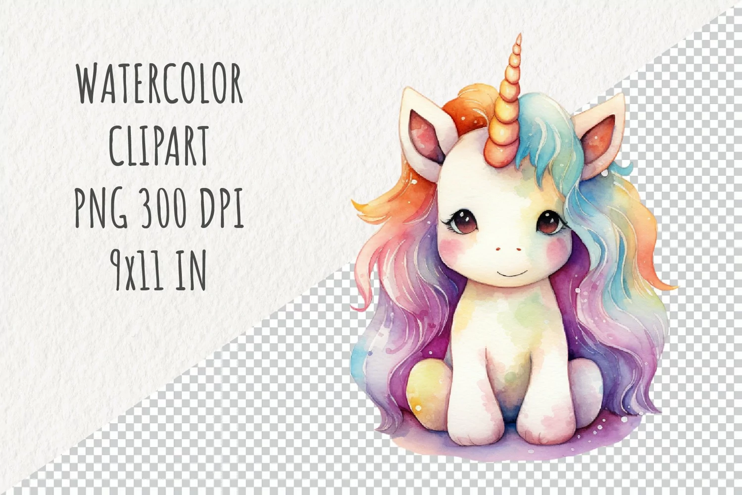 Cute Unicorn | Sublimation Design | Watercolor Clipart product image 1