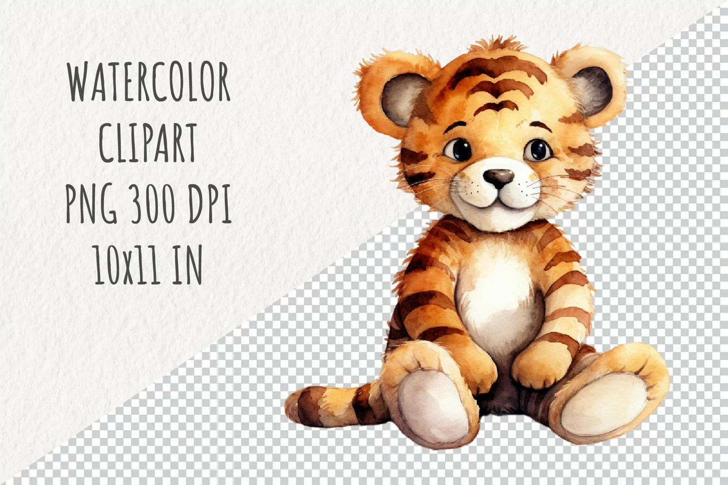 Cute Tiger | Sublimation Design | Watercolor Clipart product image 1