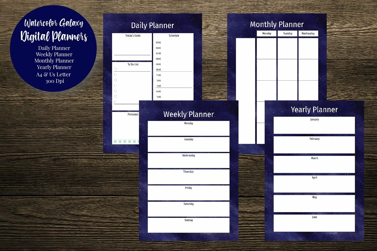 Watercolor Galaxy Digital Planners product image 1