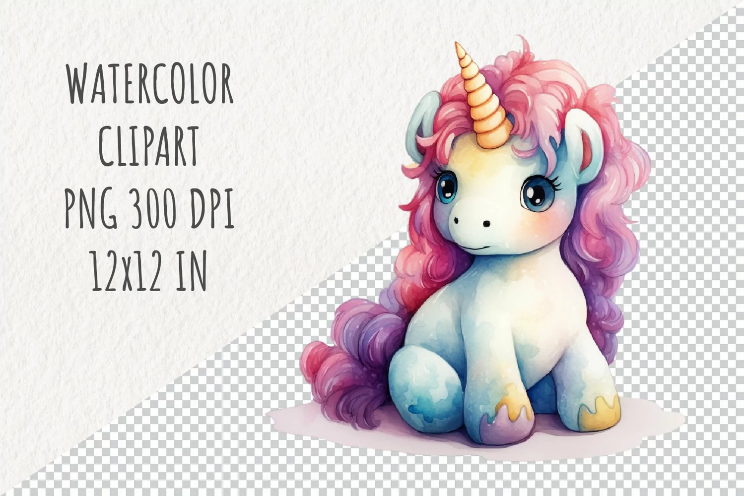 Cute Unicorn | Sublimation Design | Watercolor Clipart product image 1