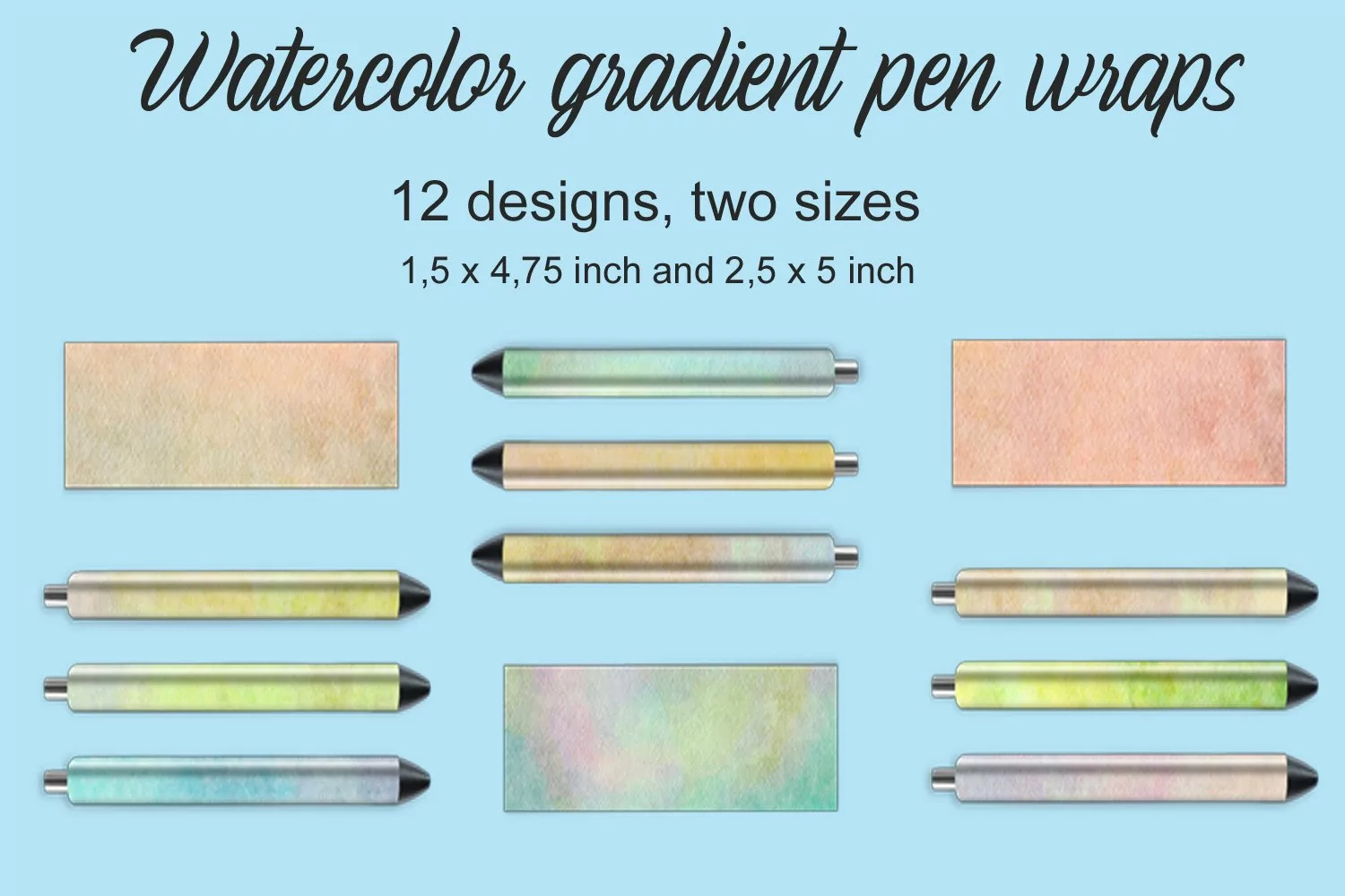 Watercolor gradient pen wraps | Sublimation design