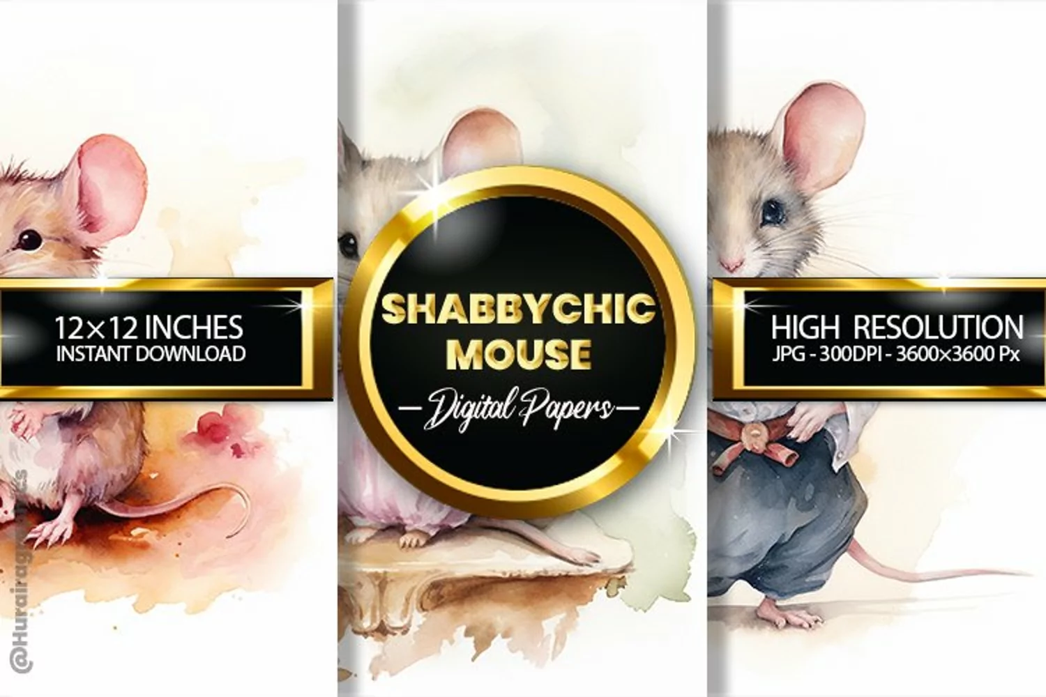 Shabbychic Mouse Digital Papers - 03 Variations product image 1