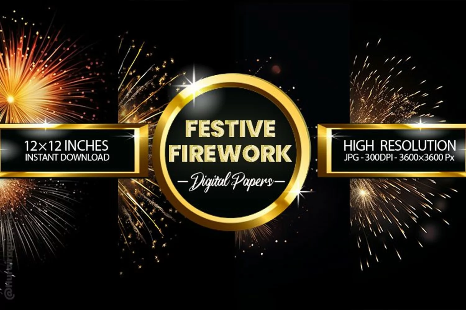 Festive Firework Digital Papers - 04 Variations product image 1