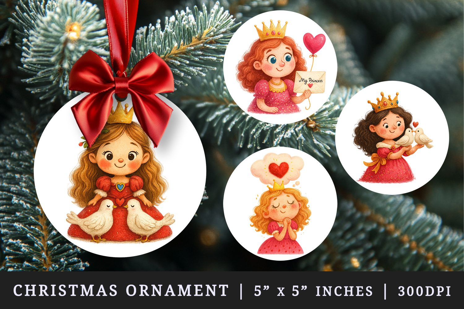 Princess round ornaments sublimation design product image 1