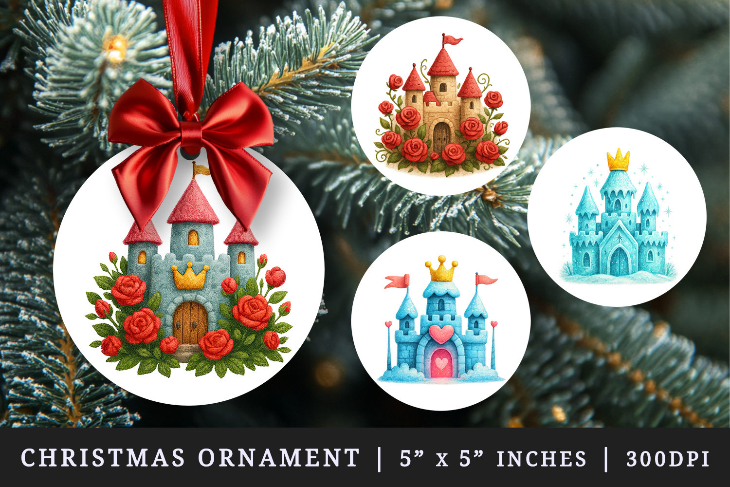 Princess round ornaments sublimation design product image 1