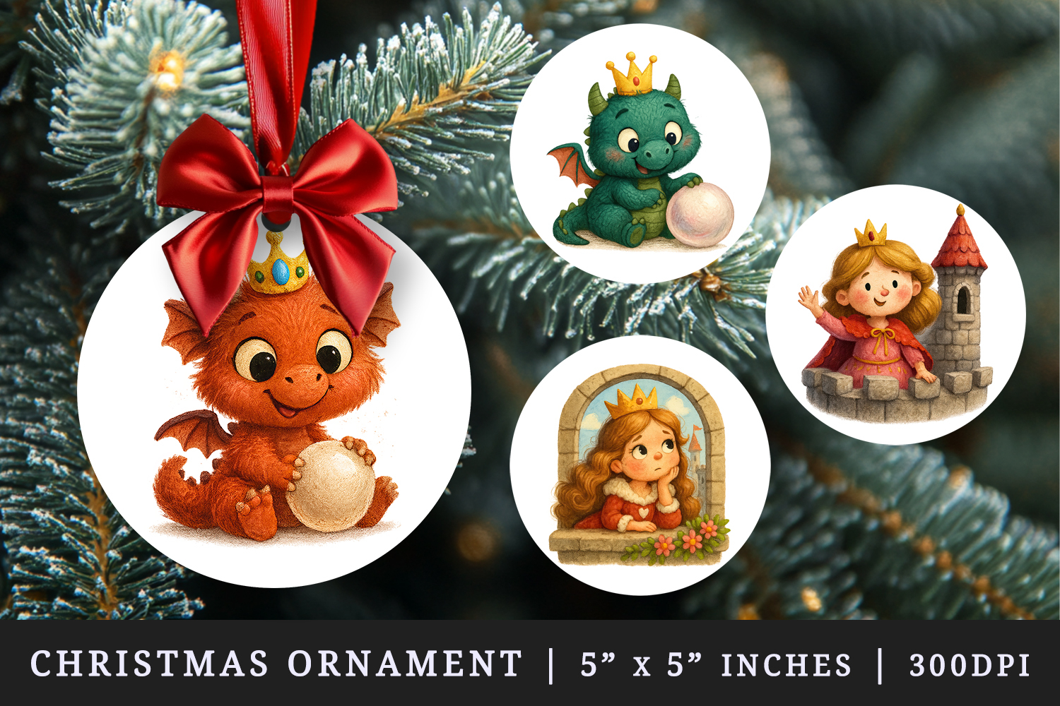 Princess round ornaments sublimation design product image 1
