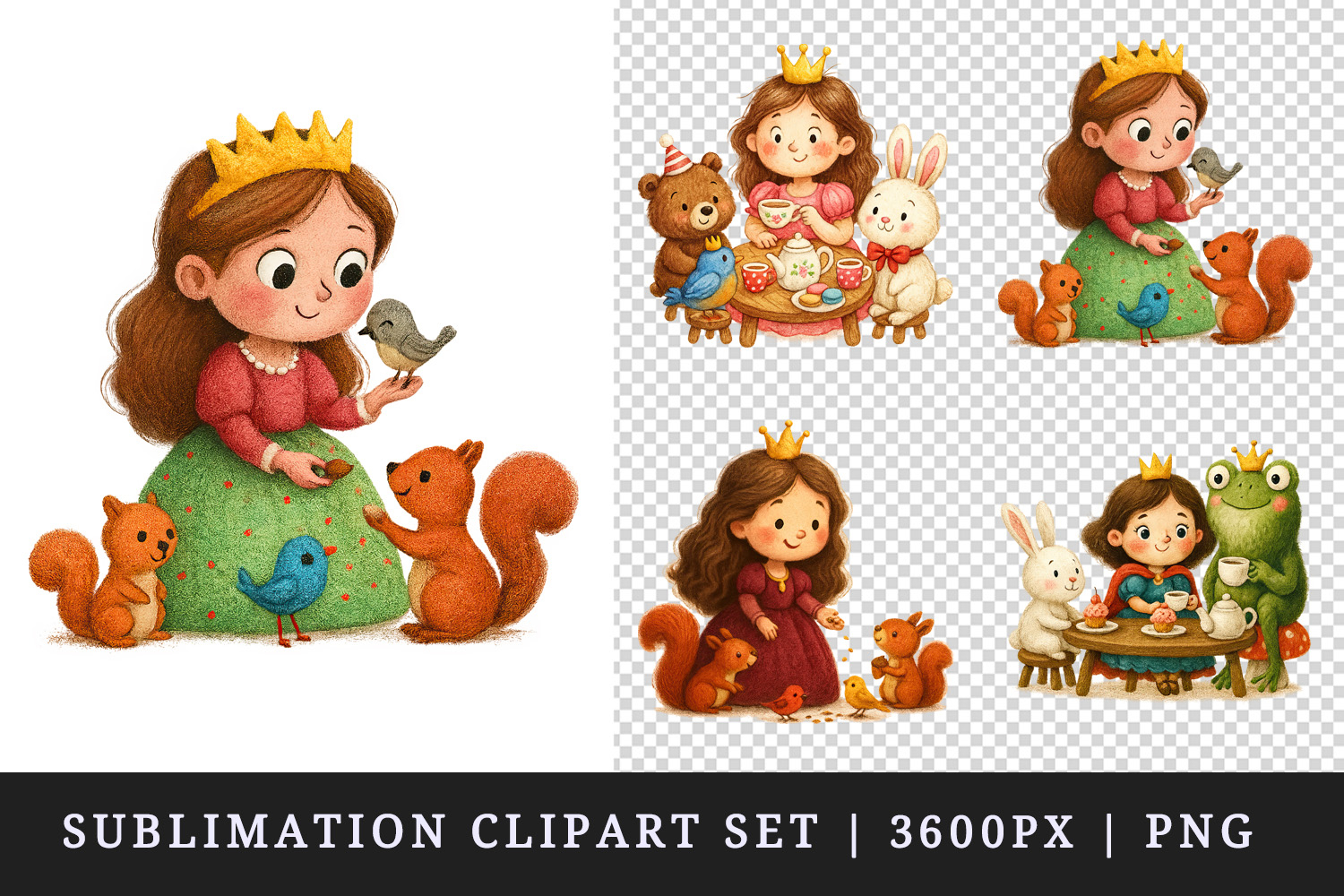 Princess clipart printable sublimation design png product image 1