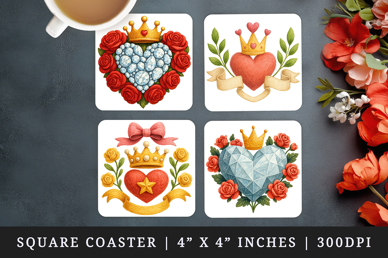 Princess square coaster sublimation, coasters design product image 1