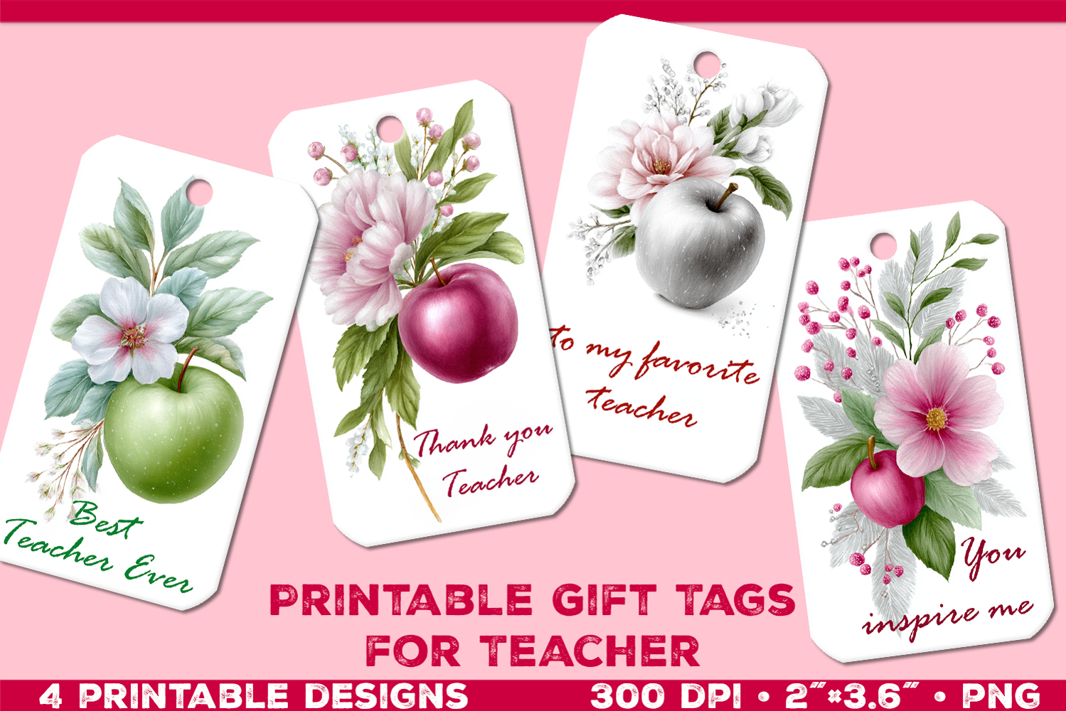 Printable Gift Tags for Teacher. EleganteTeacher Gift Tags product image 1
