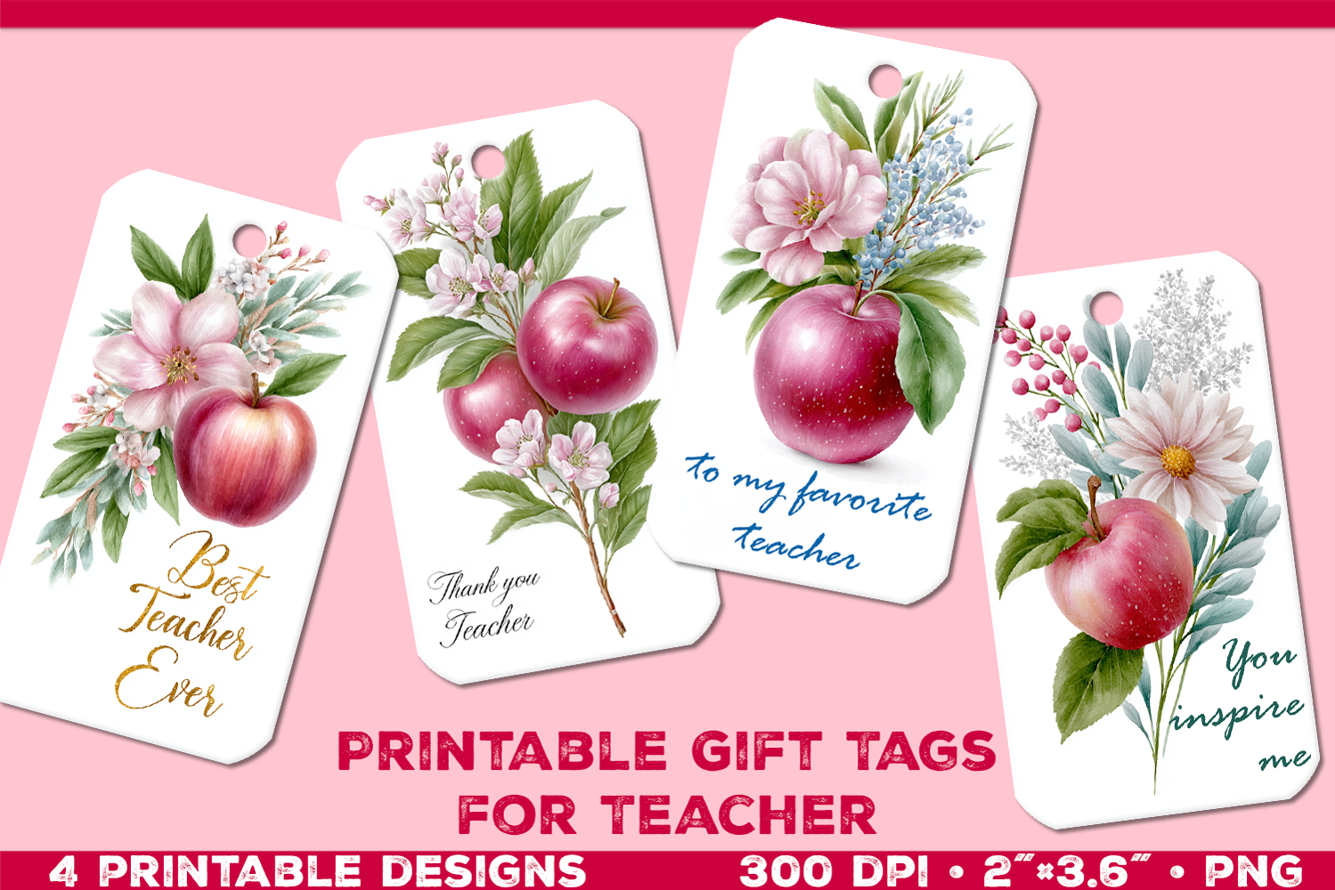 Printable Gift Tags for Teacher. EleganteTeacher Gift Tags product image 1