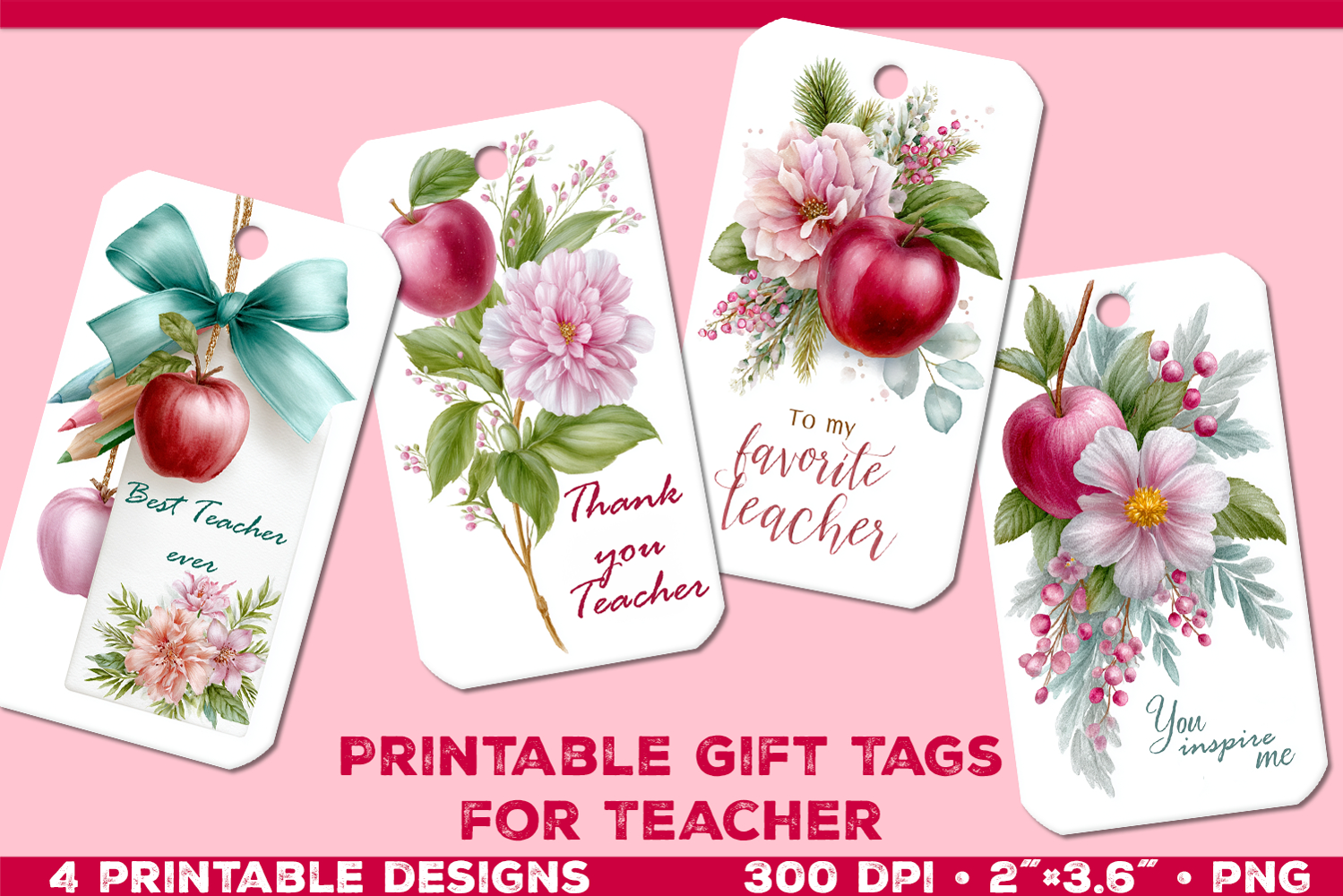 Printable Gift Tags for Teacher. EleganteTeacher Gift Tags product image 1