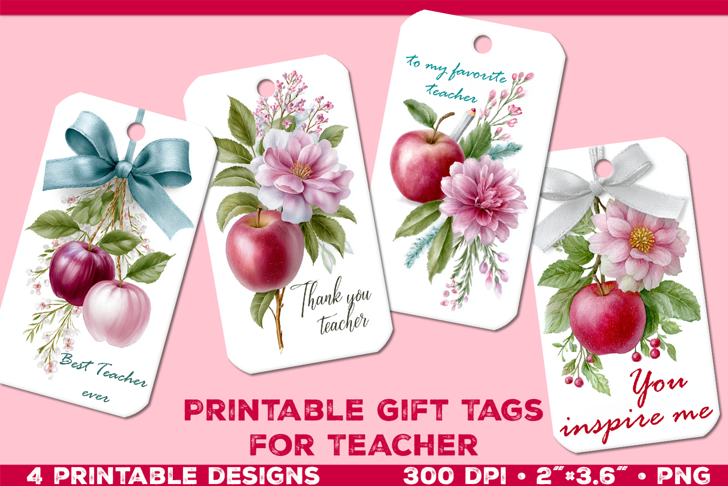 Printable Gift Tags for Teacher. EleganteTeacher Gift Tags product image 1