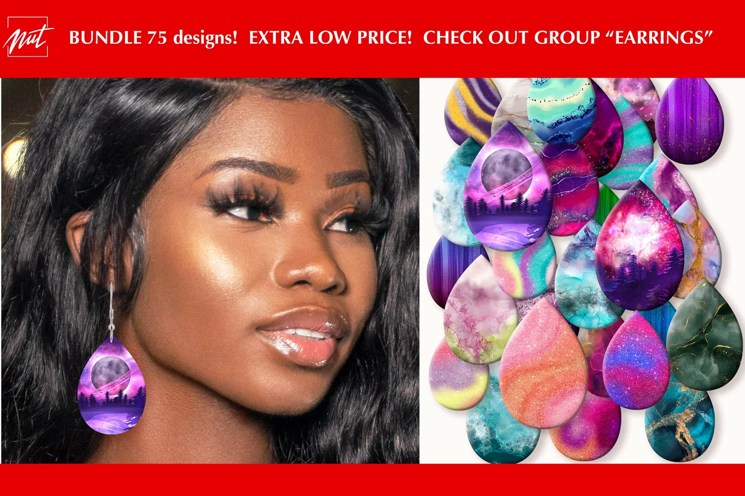 Spring earrings PNG, spring sublimation teardrop earrings product image 1