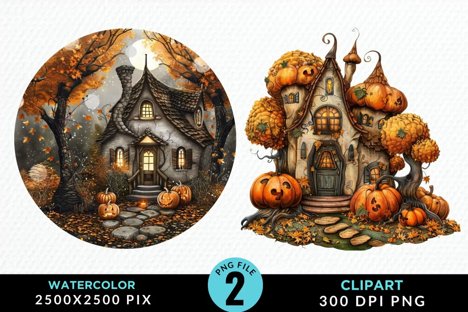 Pumpkin Cottage Illustration PNG Clipart product image 1