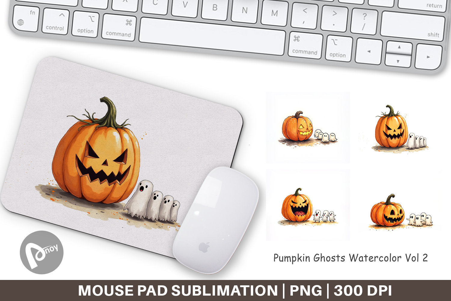 Halloween Pumpkin Ghosts Mouse Pad product image 1