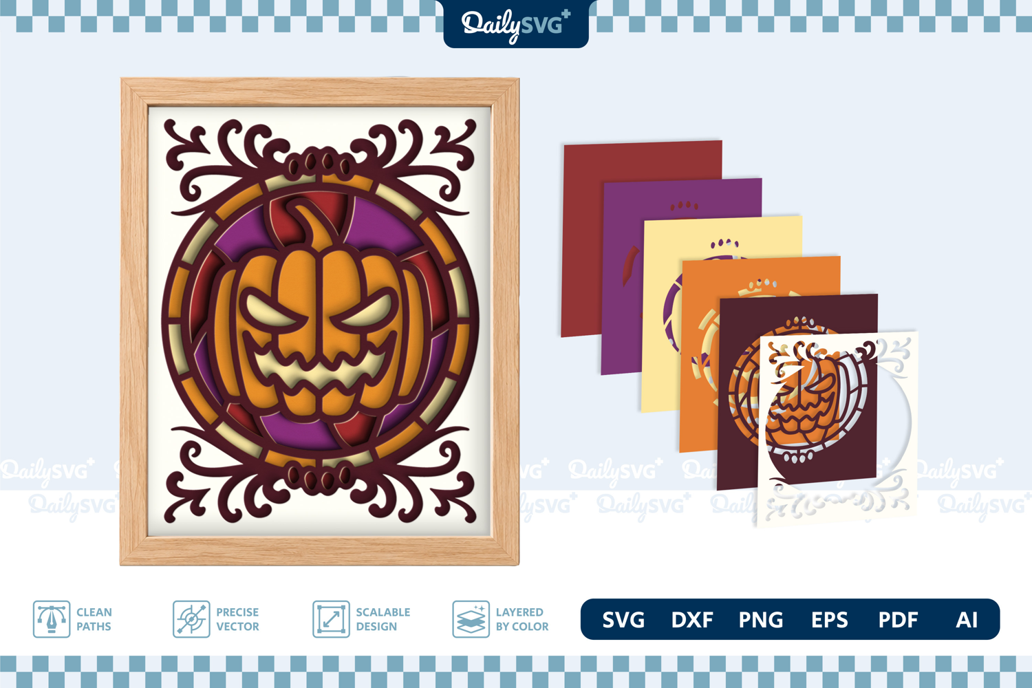 Halloween Vintage Frame Shadow Box SVG Gothic Layered product image 1