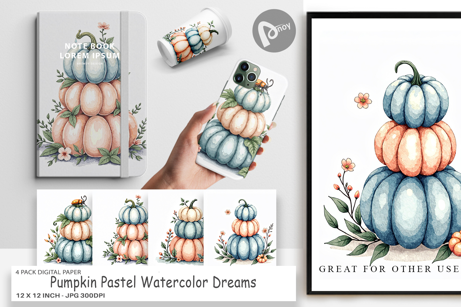 Pumpkin Pastel Dreams Digital Paper product image 1
