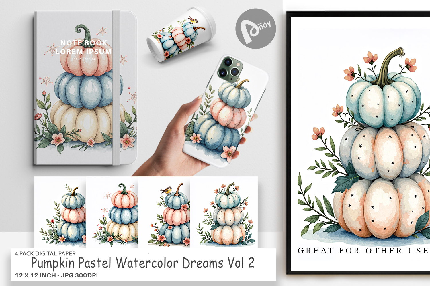Pumpkin Pastel Dreams Digital Paper product image 1
