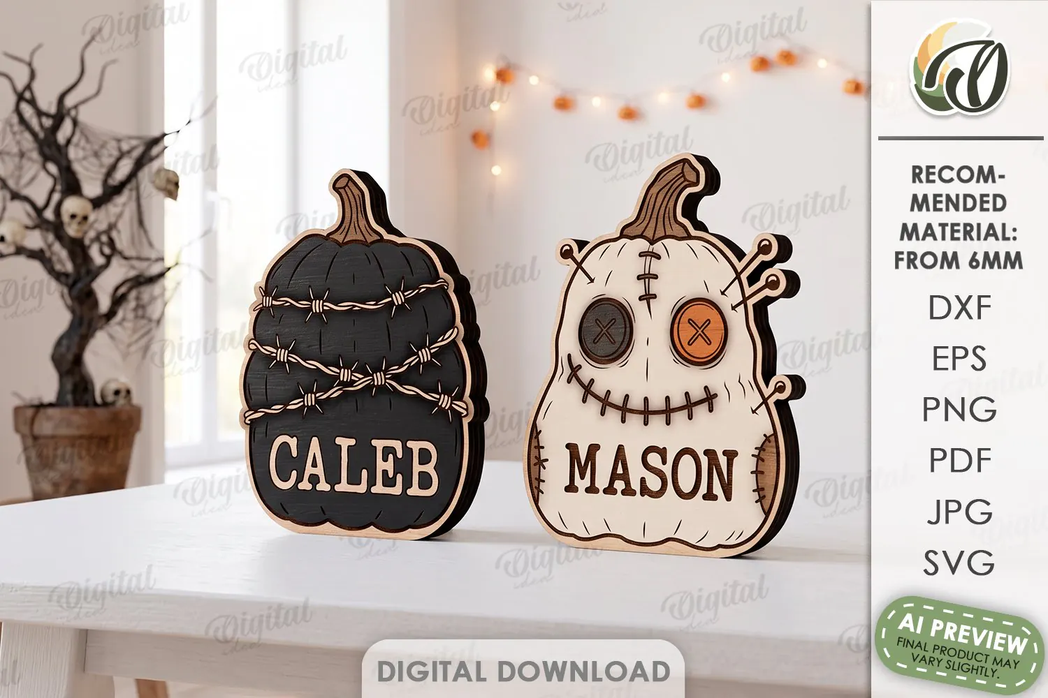 Personalized Halloween Pumpkins Laser Cut. Halloween SVG product image 1