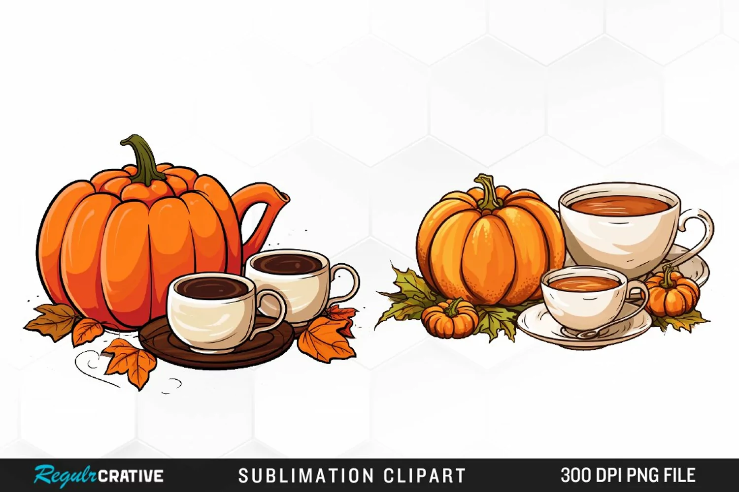 Watercolor Pumpkin Tea Graphics Clipart product image 1
