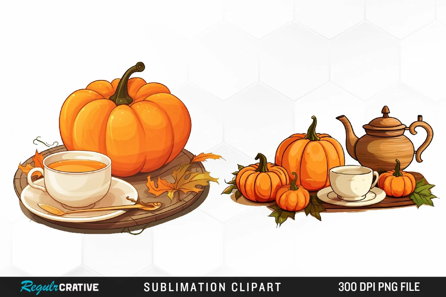 Watercolor Pumpkin Tea Graphics Clipart product image 1