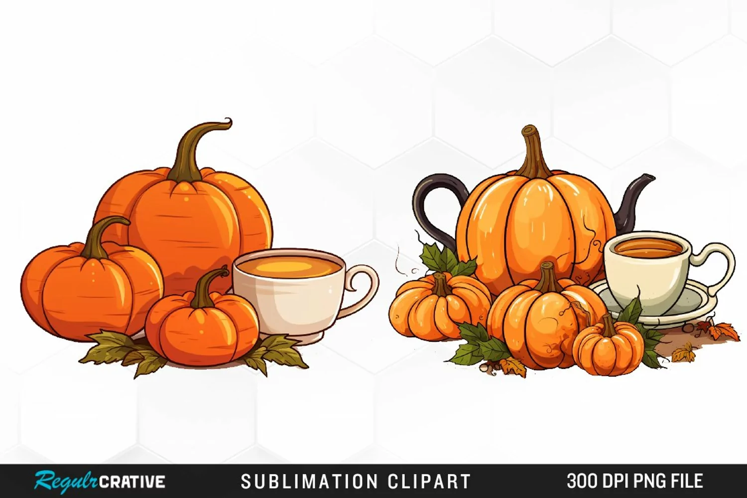 Watercolor Pumpkin Tea Graphics Clipart product image 1