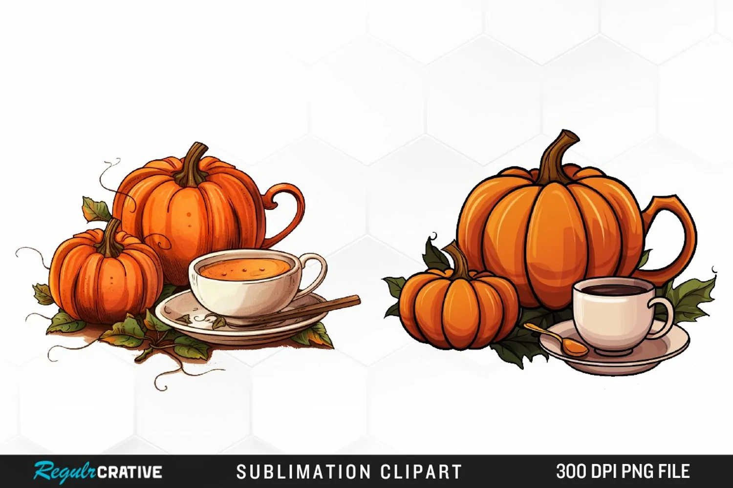 Watercolor Pumpkin Tea Graphics Clipart product image 1