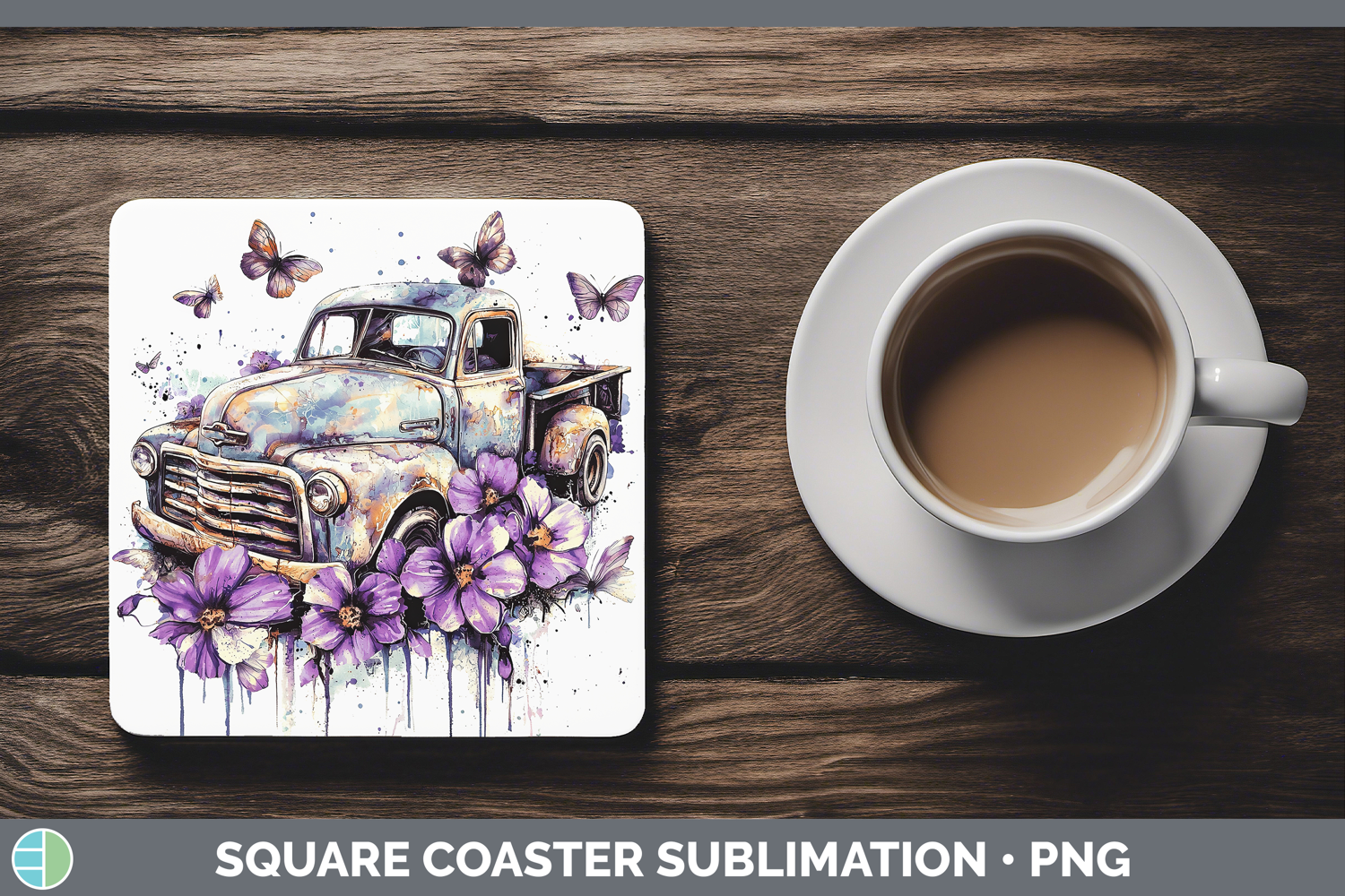 GorgeousPurple Drips Square Coaster design.