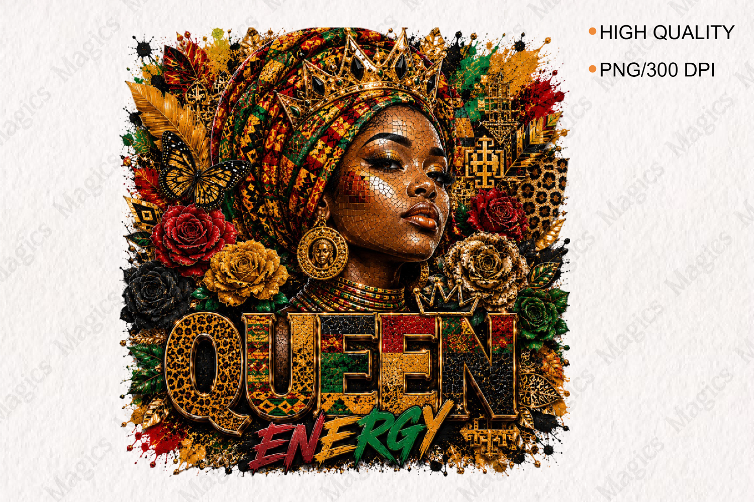 Queen Energy Afrocentric Woman PNG Design for Black product image 1