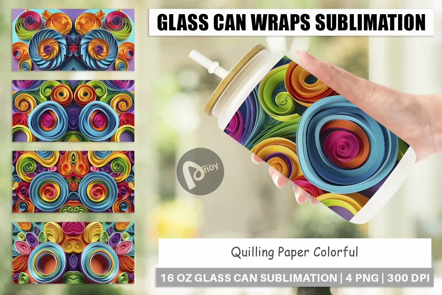 Glass Can Wraps Quilling Paper Colorful product image 1
