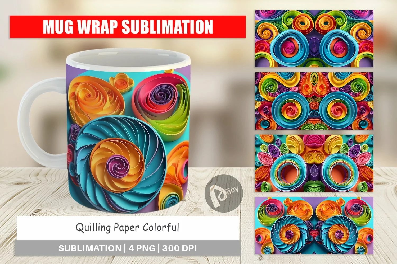 Mug sublimation design Quilling Paper Colorful product image 1