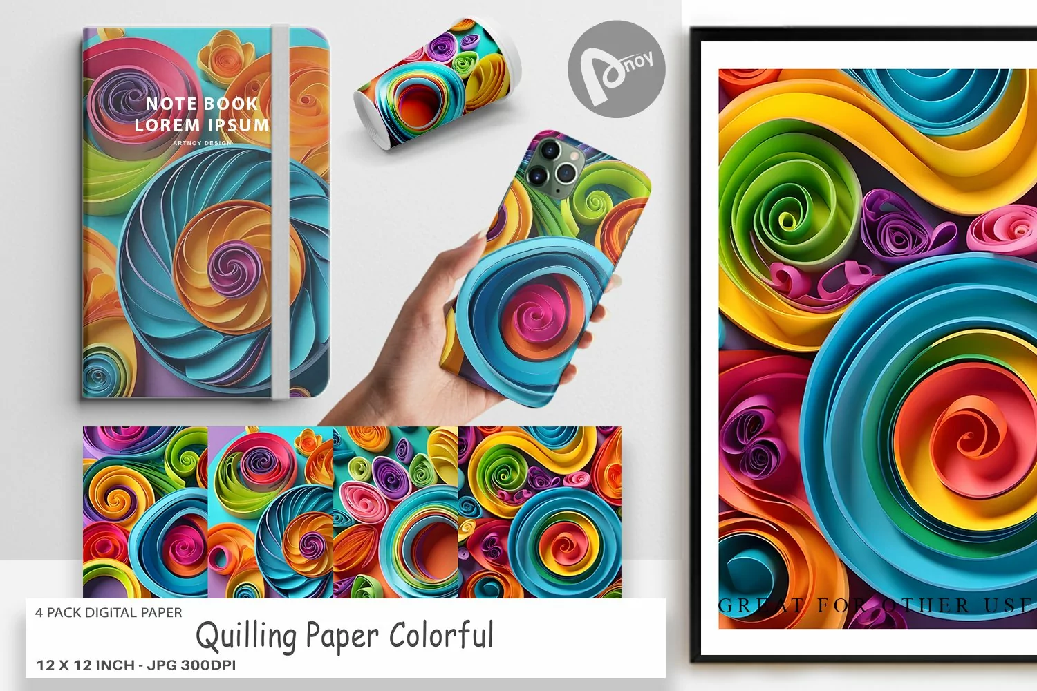 Digital Paper Quilling Paper Colorful product image 1