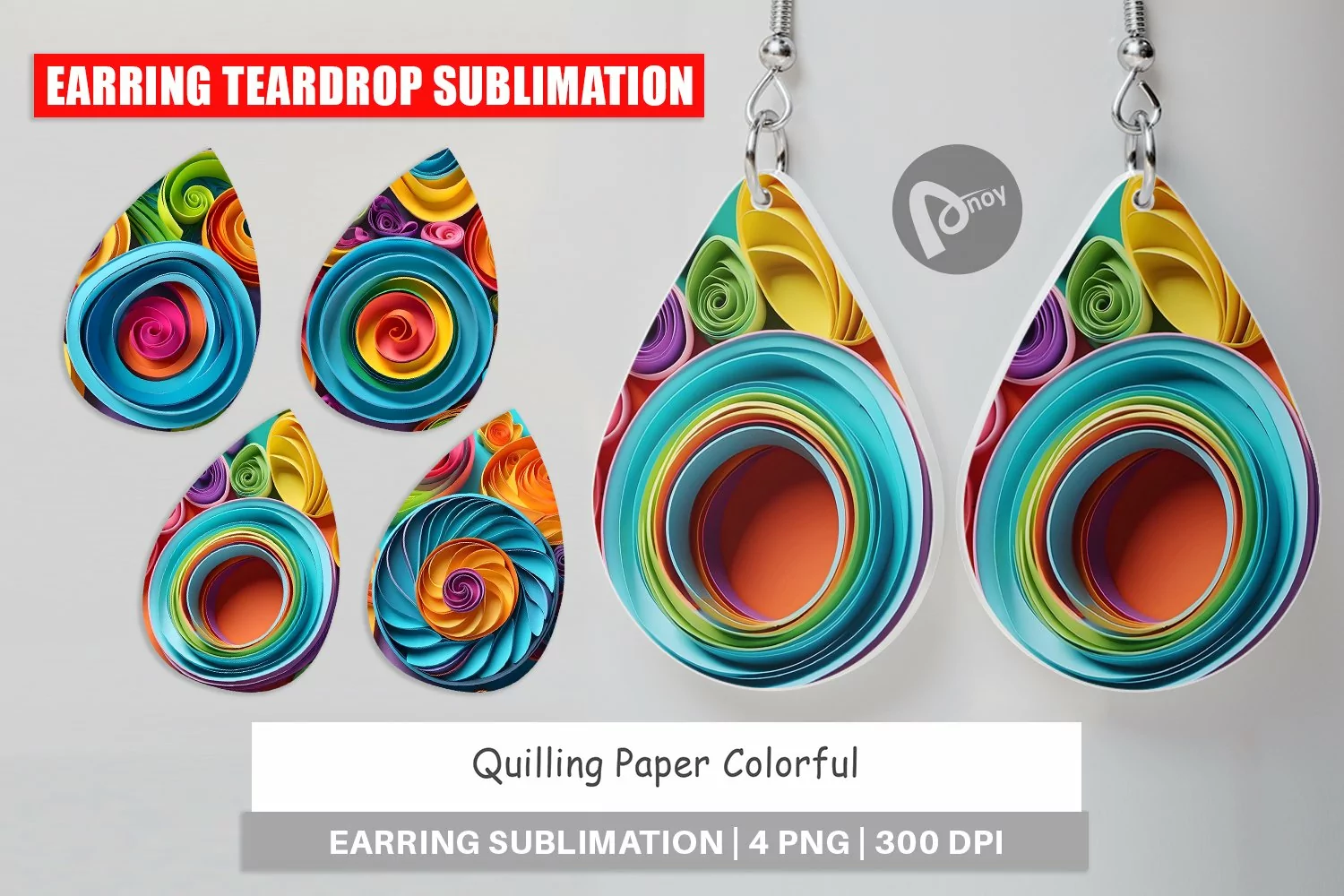 Earring Teardrop Quilling Paper Colorful product image 1
