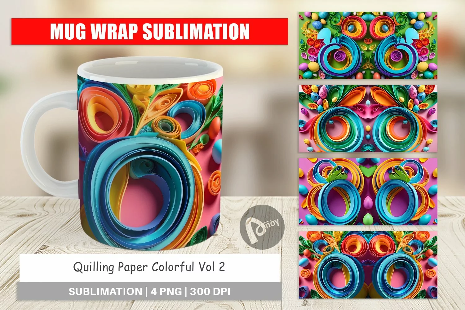 Mug sublimation design Quilling Paper Colorful product image 1