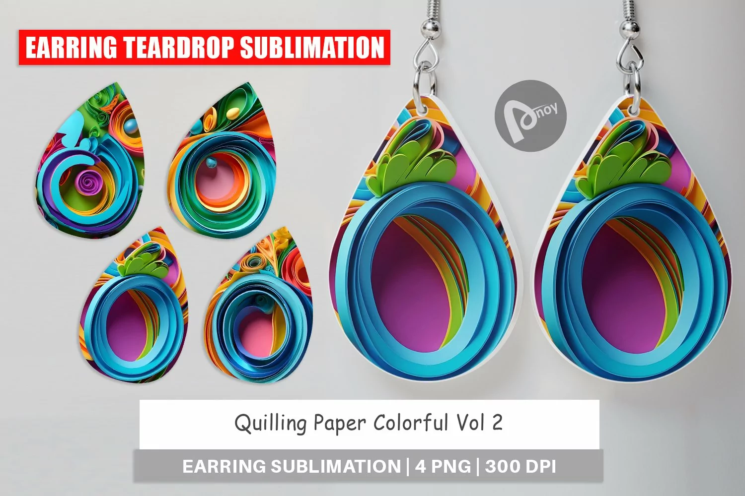 Earring Teardrop Quilling Paper Colorful product image 1